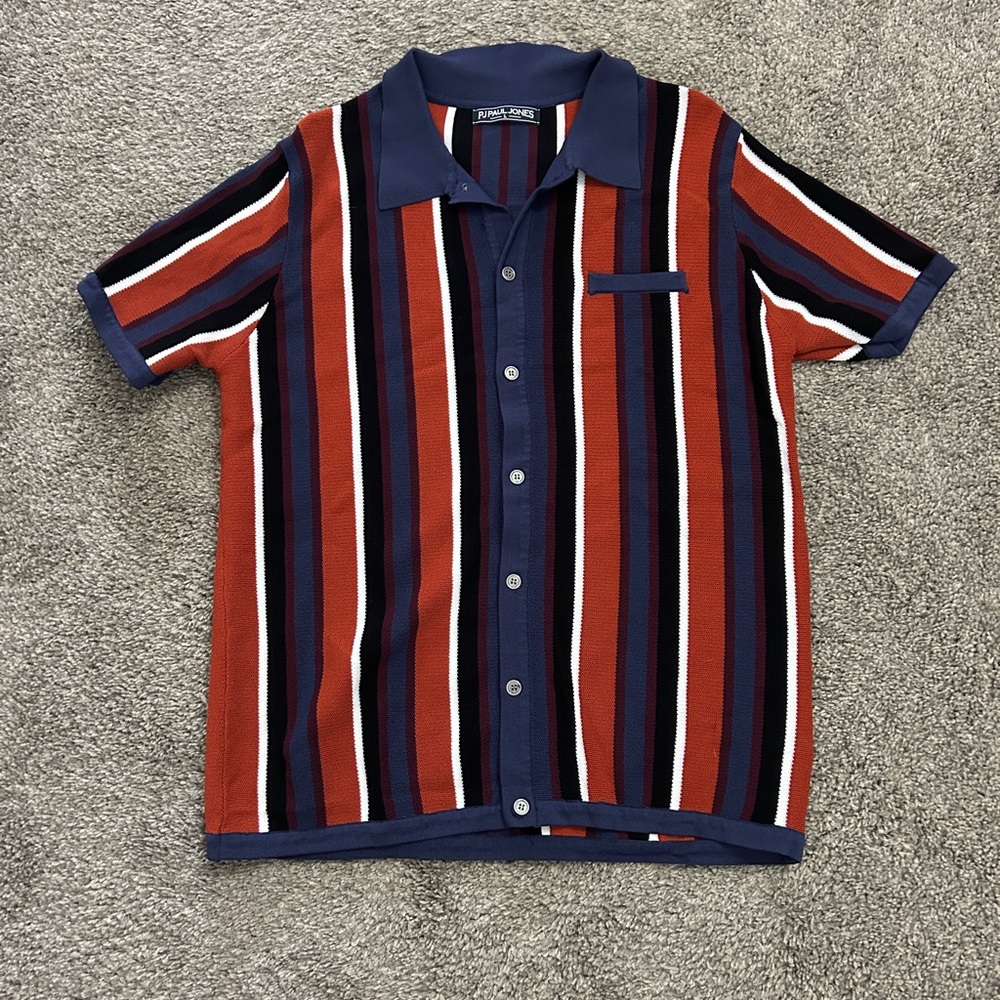 PJ Paul Jones Striped Short Sleeve Button-Up Shirt